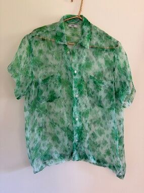 BODE SILK GREEN PRINT SHIRT